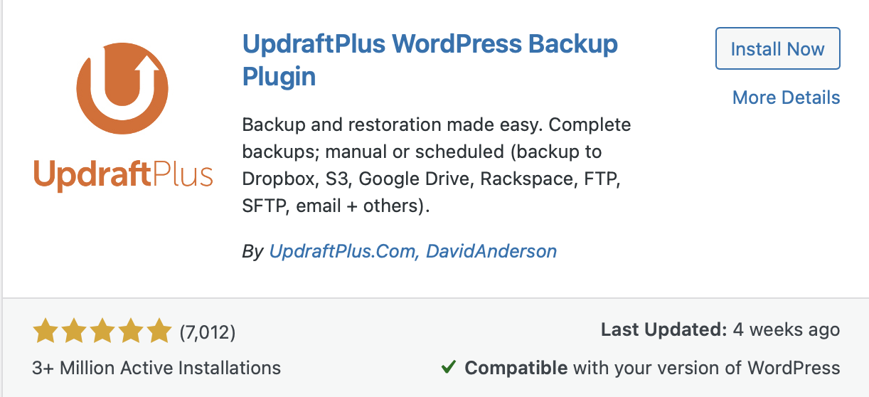 UpdraftPlus plugin