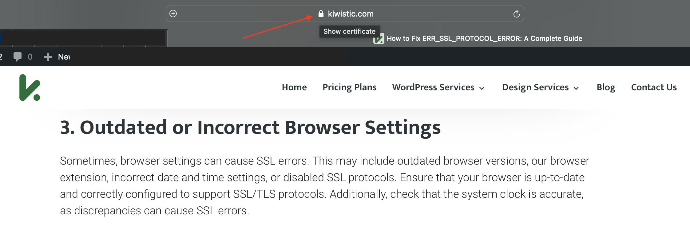 Check browser certificate