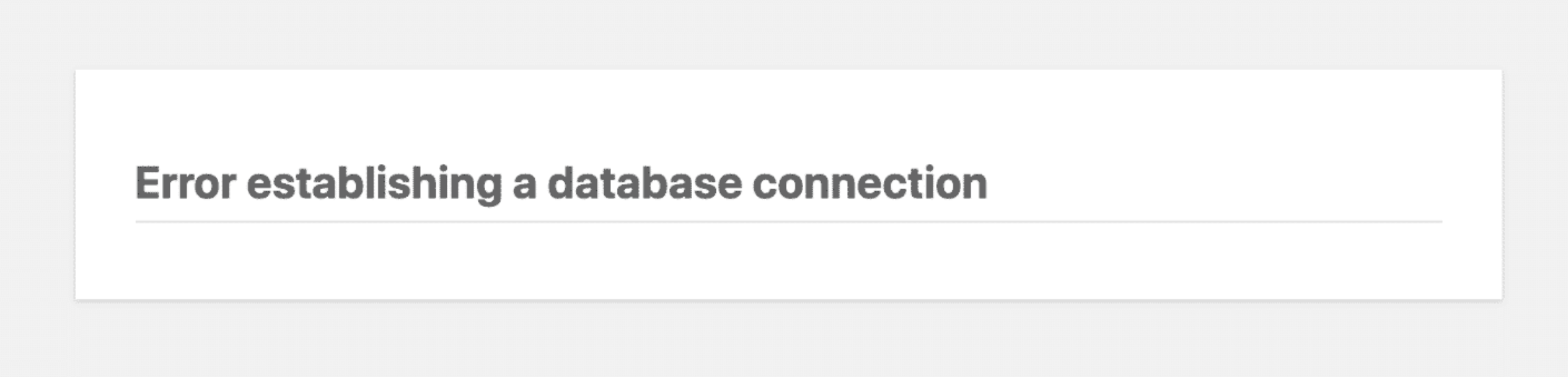 Error Establishing a Database Connection