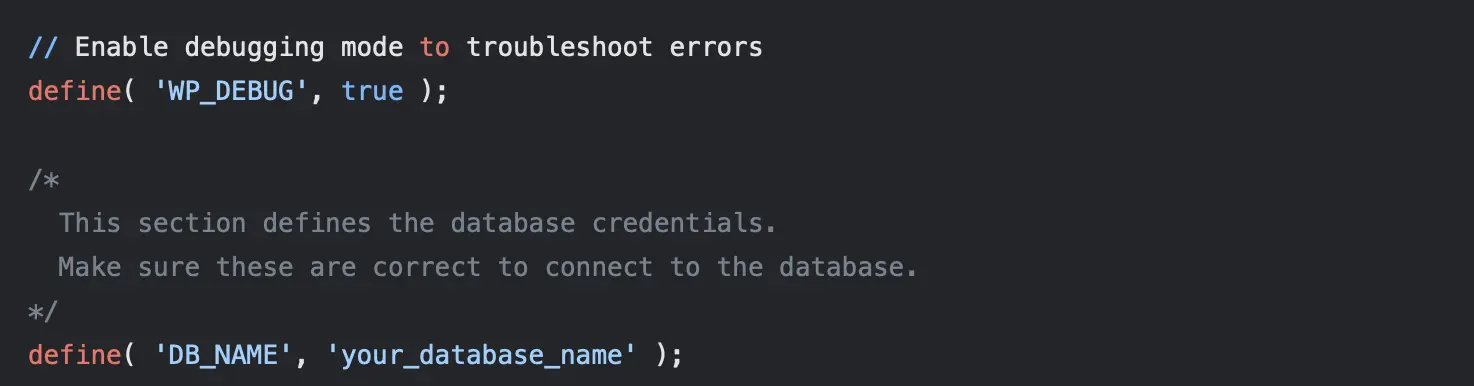 Comments when edit wp-config.php file