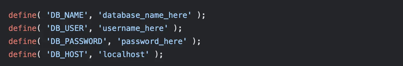 wp-config.php file Database Credentials