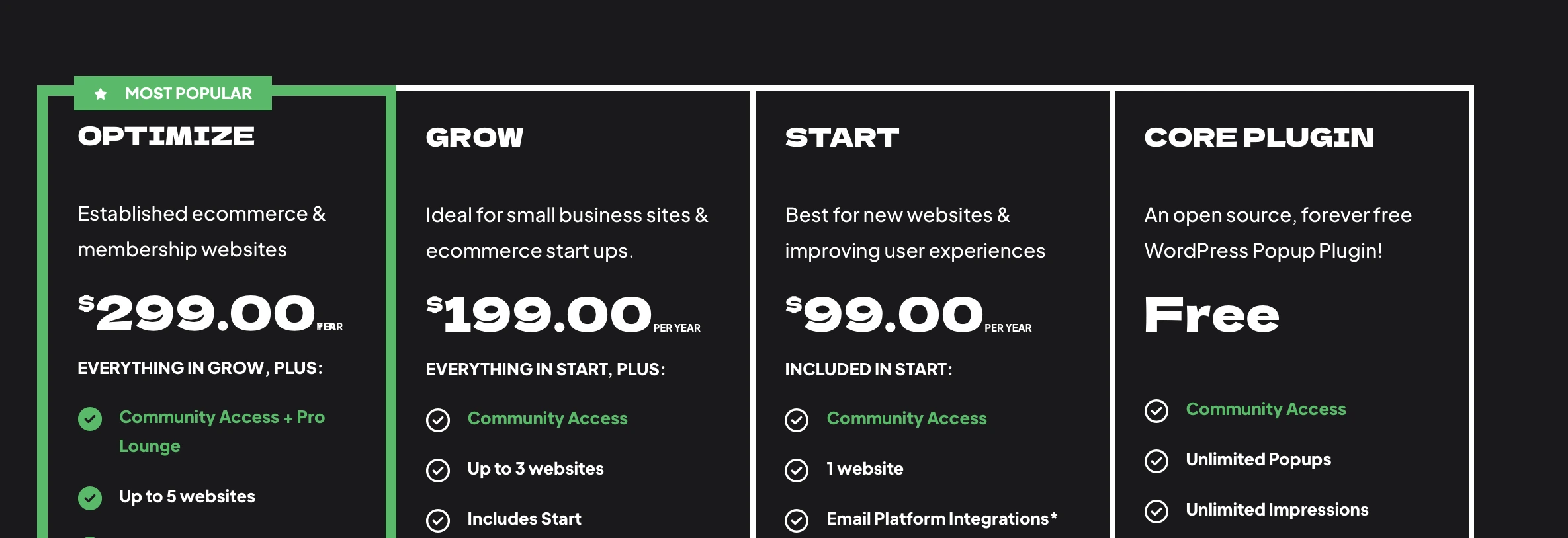 Popup Maker Pricing Plans