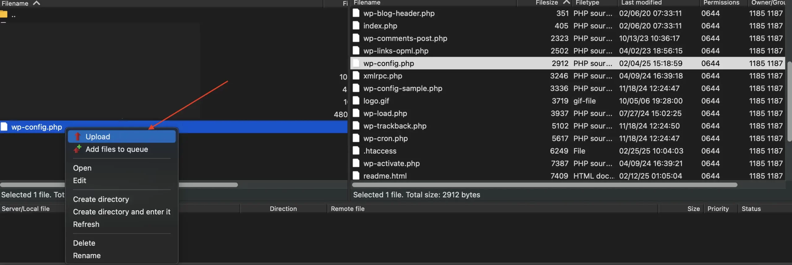 Uploading wp-config.php file via FTP Client