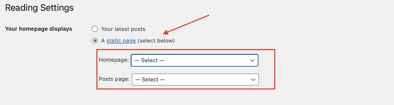 WordPress Reading - Static page