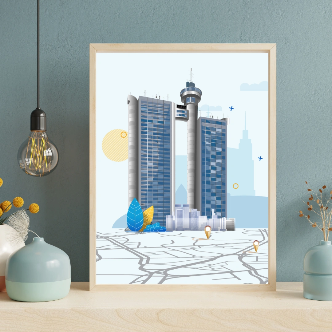 Blue Modern 3D Illustration Wall Frame 