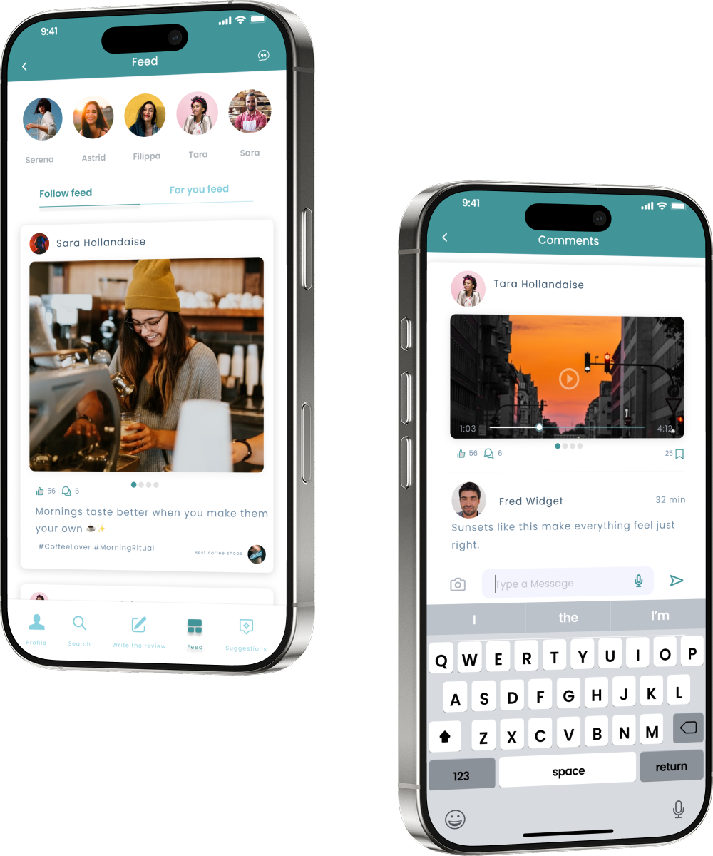 Mobile app design screens for social media app Mobile app design screens for social media app