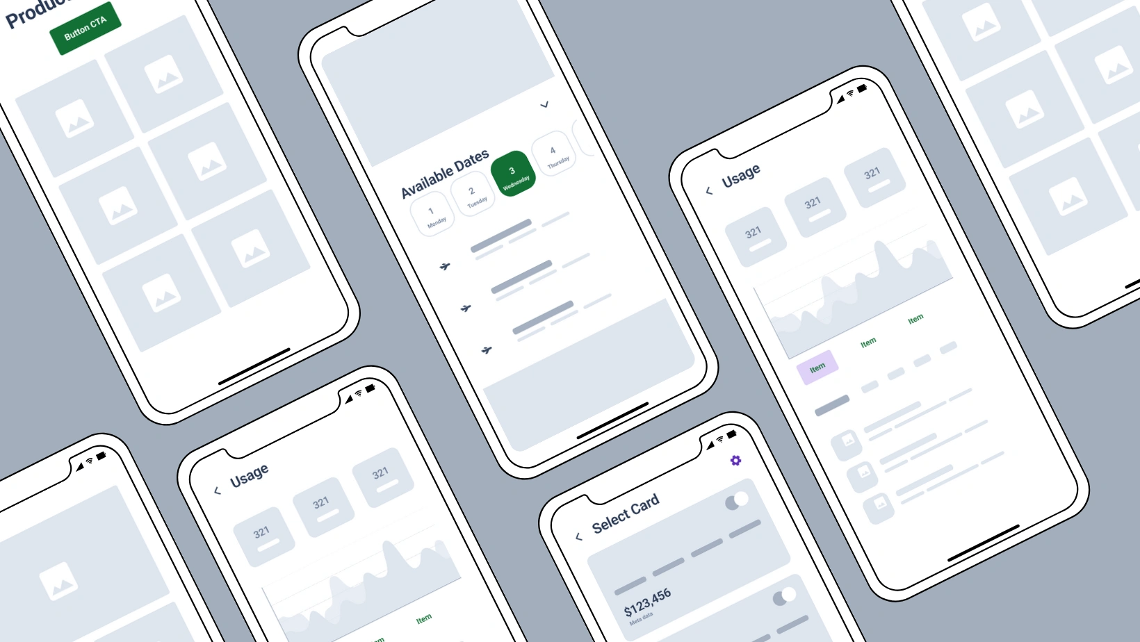 Wireframe app design screens Wireframe app design screens