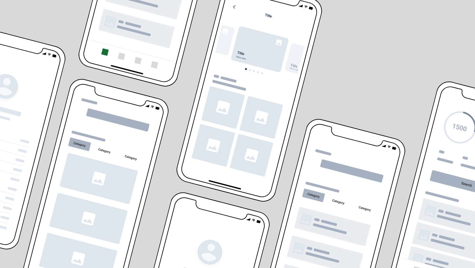 Wireframe example screens Wireframe example screens