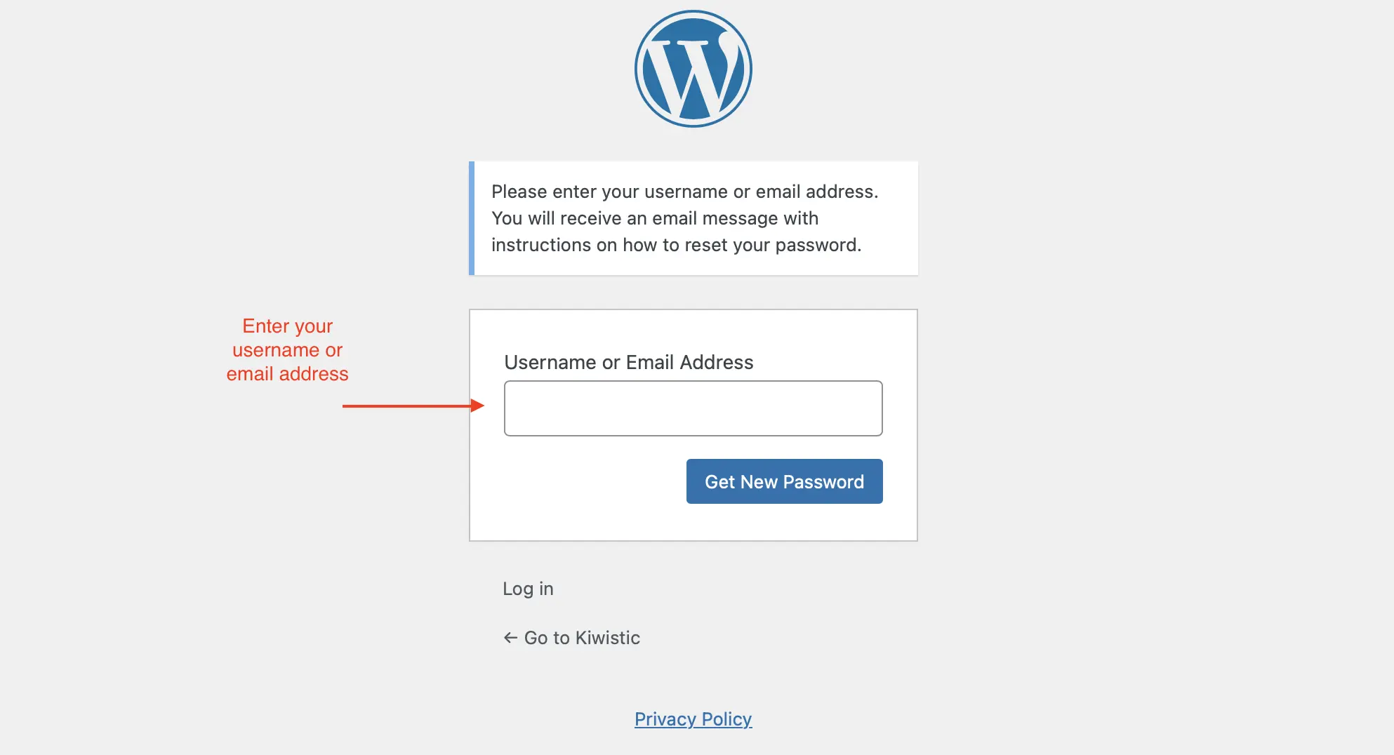 WP Get New Password