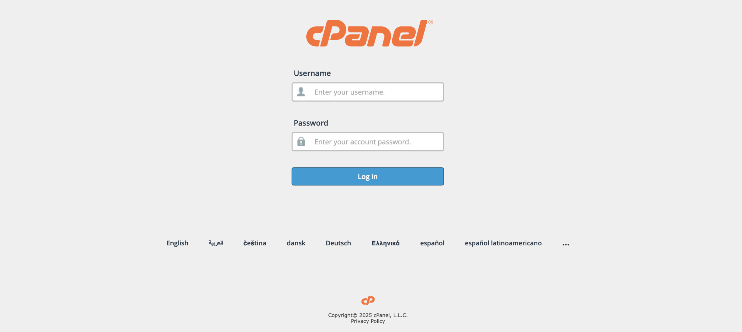 This is the login page for cPanel.
