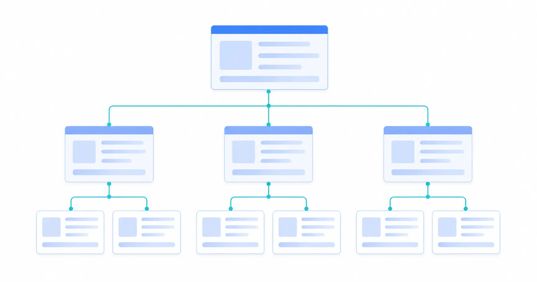 Clean website architecture diagram showing logical site structure and hierarchy for AI search optimization