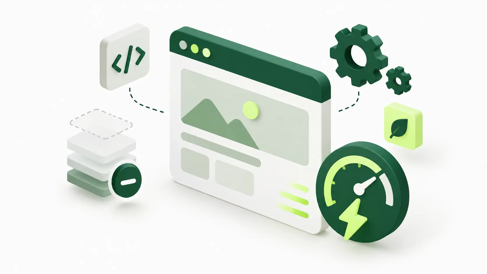 Lightweight, optimized WordPress theme illustration representing faster site performance